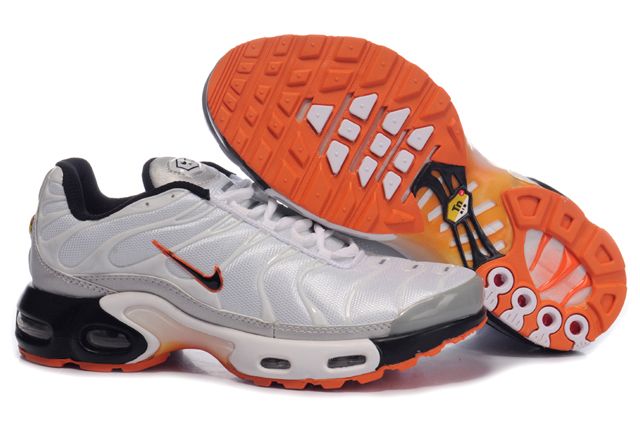 Mens Nike Air Max TN White Black Orange Shoes - Click Image to Close